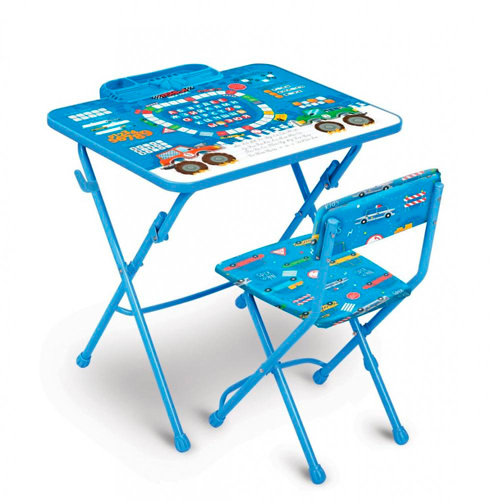 Комплект nika стол стул азбука ку1 9 60x45 см синий